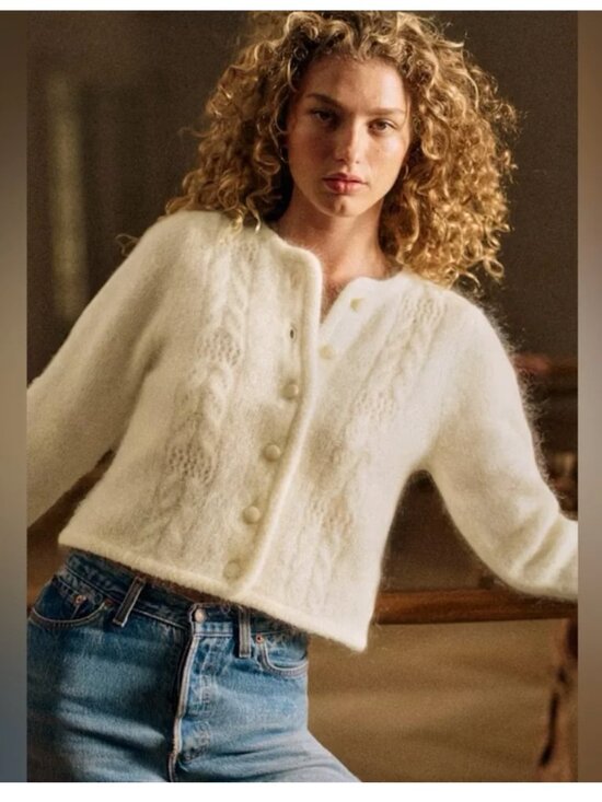 Sezane Sweaters - Sezane Evy Cardigan Ecru - Size S
